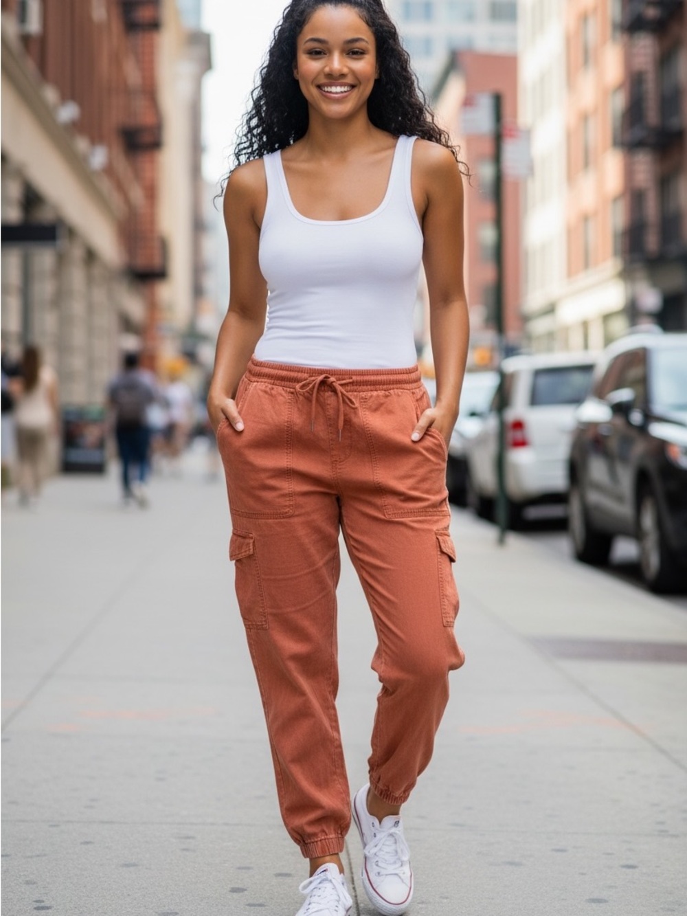 7 For All Mankind Rust Cargo Joggers - Drawstring Casual Pants